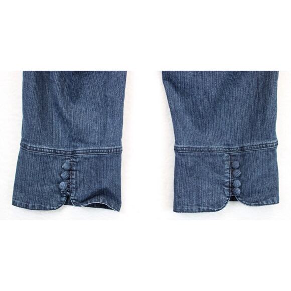 Rewind Capri Button Hem Jeans Women 9 Mid Rise Flat Front Stretch Blue Pants - Picture 3 of 13